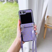 7h โทรศัพท์หนังสายสายคล้องแบบคาดตัว7W เคสสำหรับ Galaxy Z Flip 5 4 3 Flip5 Flip3 Flip4 5G เคสป้องกันโทรศัพท์กันกระแทก