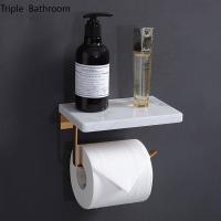 ❍┇ Nordic Natural Marble Tissue Holder Restroom Punch-free Wall Mounted Paper Towel Holder Bathroom Accessories Towel Paper Holder
