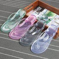 COD DSFGRTUTYIII Casual fashion wear crystal transparent student flat heel flip flop beach beach beach sandals