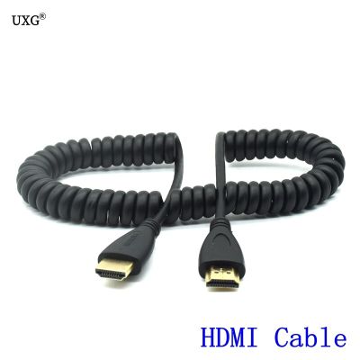 สายไมโครมินิเอชดีเป็น HDMI 3D สายเคเบิลอีเทอร์เน็ต4K ส่งคืนเสียงคาโบ90ขวาสปริงโค้งงอได้สายเคเบิลสำหรับ HDTV XBox ยืดหยุ่นได้สายเคเบิลอุปกรณ์คอมพิวเตอร์แท็บเล็ต
