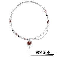{Match maker}} MASW เครื่องประดับที่ทันสมัยสร้อยคอหัวใจสีแดง2022เทรนด์ใหม่การออกแบบเดิมหนึ่งชั้นที่มีคุณภาพสูงสร้อยคอโซ่ทองเหลืองสำหรับผู้หญิงของขวัญ
