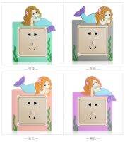 Mermaid Switch Stickers Aesthetic Bedroom Socket Cover Plugs Interruptor Nursery Girl Kids Pad For Children Glow At Night Vinyl Wall Stickers Decals