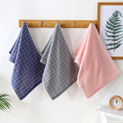 34x76cm Gauze Plaid Cotton Soft And Absorbent Double-Sided Terry Bathroom Adult Hand Towel