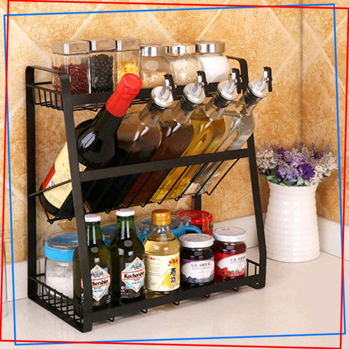 Creative Seasoning Rack The Kitchen Shelf Black Three Layers Sauce ...