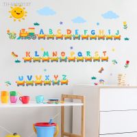 ☬ 2pcs English Alphabet Cartoon Small Train Wall Sticker Background Wall Living Room Bedroom Restaurant Decoration Wall Sticker