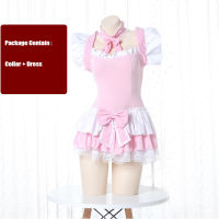 Lolita Dress Cute Pink Ruffle Maid Outfit Japanese Girl Cosplay Sexy Costumes Daily Apron Uniform Skirt Set Kawaii Nightdress