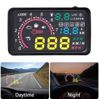 5.5นิ้ว Auto OBDII OBD2พอร์ตรถ Hud Head Up Display Km/h MPH Overspeed Warning Windshield