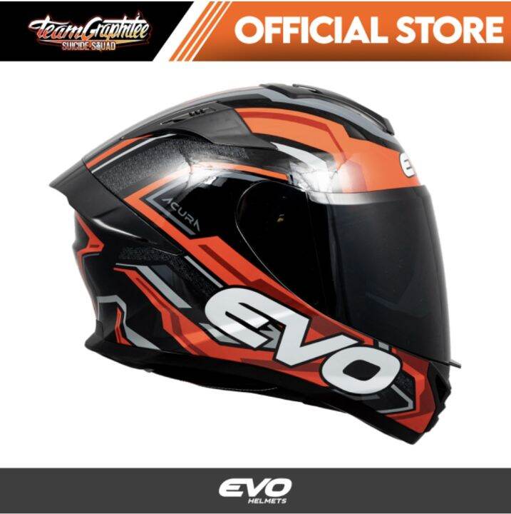 Evo Svx Acura Red Full Face Dual Visor Helmet With Free Clear Lens