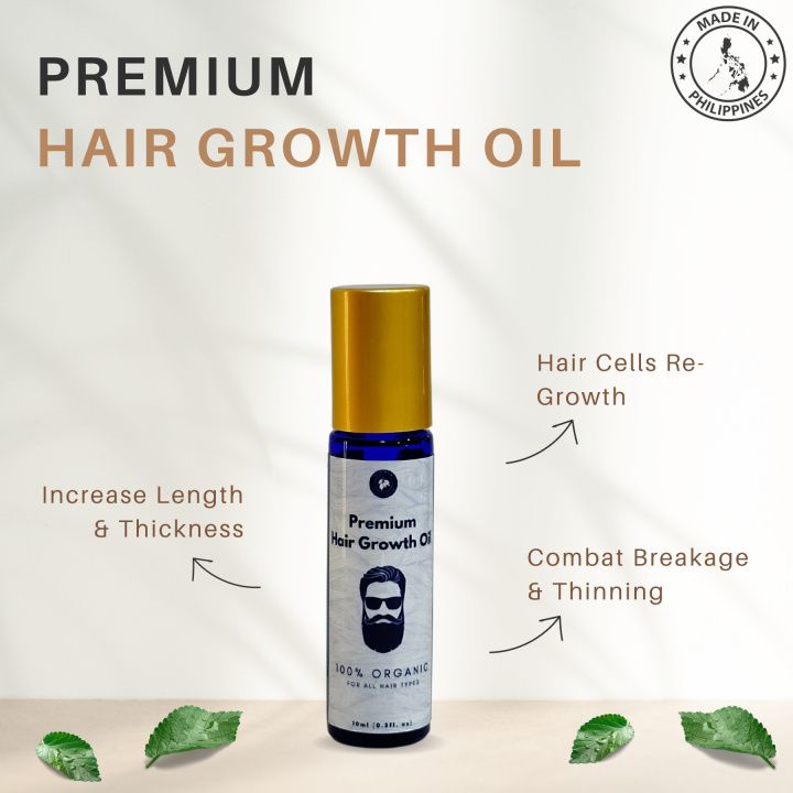 Organic Hair & Beard Grower Oil Roller that contains nutrients from ...