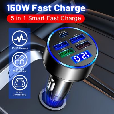 【LZ】✗♕✢  5 Ports Usb Cigar Lighter Charger Adapter Car Fast Chargercigar Jack Power Supply Charger LED Digital Display 15W Car Charger