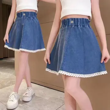 Elastic waist 2024 denim skirt short