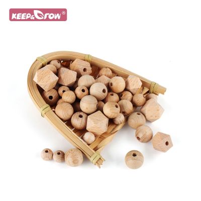 【DT】hot！ 20pcs Baby Round Hexagon Beads 10mm 12mm 14mm 16mm Pacifier Chain Teething Beech Wood Bead