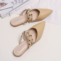 LANCESHOES Kasut Perempuan Womens Plus Size(35-43) Flat Shoes Outdoor Fashion Rivet Pointed Mules