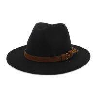 Wool Fedora Hat For Women Men Jazz Church Panama Hat With Leather Ribbon Elegant Lady Winter Autumn Wide Brim Sombrero Caps