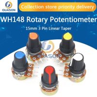 ♗✴► 5Sets WH148 1K 10K 20K 50K 100K 500K Ohm 15mm 3 Pin Linear Taper Rotary Potentiometer Resistor for Arduino with AG2 White Cap