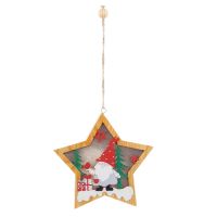 Wooden Luminous Christmas Pendant Ornaments Santa Claus Gift Crafts New Year Navidad Xmas Tree Hanging Decoration