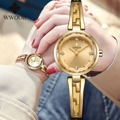WWOOR Casual Stylish Women Watches Quartz Watch Luxury brand Ladies Gold Wrist Watch Gift For Female Bracelet Clock Montre Femme