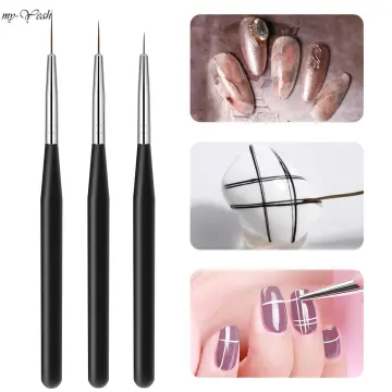 3pcs Nail Art Drawing Brush Set With Ultra-thin Acrylic Rod For Flower  Painting, Liner Drawing, Colorful Diy Crafting