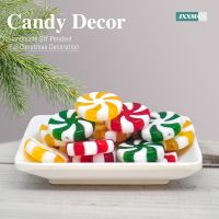 HOT 24pcs Christmas Artificial Candy Xmas Tree Pendant Mini Lollipop DIY Home Decoration Noel Deco New Year Child Gift Navidad