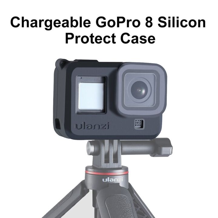 ulanzi-เคสป้องกันนุ่ม-g8-3-vlog-พร้อมกล้องฝาครอบเลนส์สำหรับ-gopro-hero-8สีดำกันตกพร้อมสายคล้อง