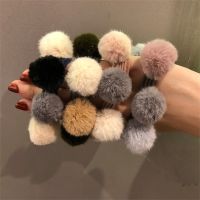 Pom Hair Ties Pompom Ball Elastic Hair Band Fur Ball Fluffy Cute Ponytail Holders for Women Girl Kids Hair Accessories