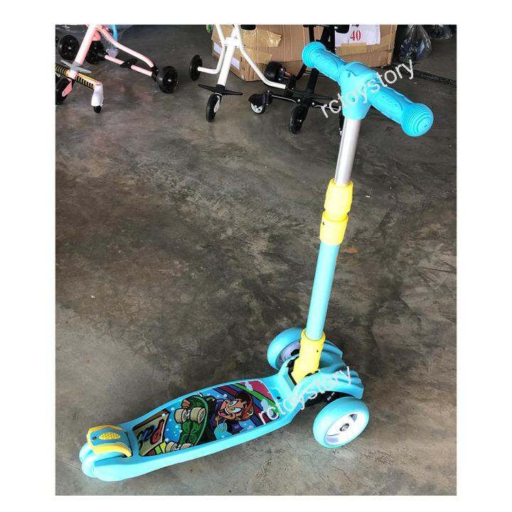 rctoystory-scooter-สกู๊ตเตอร์-4-ล้อ-สกู๊ตเตอร์เด็ก-สกูตเตอร์-คุณภาพดี-ล้อยาง-pu-วิ่งไม่มีเสียงดัง-ล้อมีไฟ-พับได้-รับน้ำหนักได้-70-กก-ของเล่นเด็ก