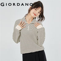 Women Sweatshirts Half-Zip Raglan Sleeve Stripe Sweatshirts Soft Simple Fashion Cal Loose Sweatshirts 18323009