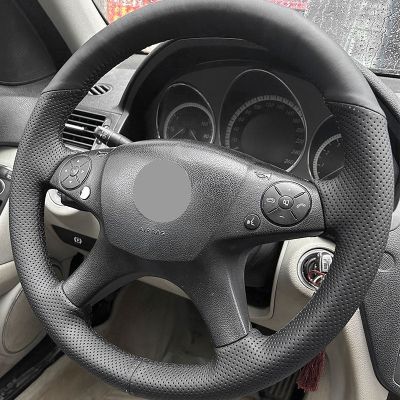 【YF】 For Mercedes Benz C Class W204 2007 2008 2009 2010 2011 Car Interior Steering Wheel Cover Perforated Microfiber Leather Trim