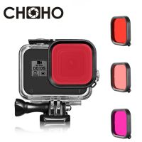 ตัวกรองเวลาดำน้ำสำหรับ Gopro 8 Black เคสกันน้ำใต้น้ำ Housing ฟิล์มดำน้ำสีแดงชมพูม่วงสำหรับ Go Pro ฮีโร่8อุปกรณ์เสริมใหม่