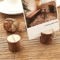 Natural Wooden Photo Clip Card Wood Stump Shape Business Card Holder Country Wedding Table Decorations Gifts Label Display Stand Clips Pins Tacks