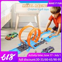 Hot Stunt Speed Double Car Wheels Model Racing Track Diy Assembled Rail Kits Catapult Rail Car Racing Boy Toys For Children Gift