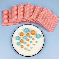 Porous Round Candy Chocolate Silicone Mold with Lid DIY Fondant Pudding Ice Cube Mould Valentines Day Party Wedding Cake Decor Bread  Cake Cookie Acc