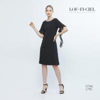 ชุดเดรส Lofficiel Crepe Twill Dress เดรสสีเบสิคความยาวมาตราฐาน แต่งระบายปลายแขน (FZTABL)