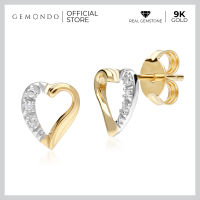 Gemondo ต่างหูทองคำแท้ 9K ประดับเพชรแท้ รูปทรงหัวใจ : Stud Earrings ต่างหูทอง ต่างหูหัวใจ