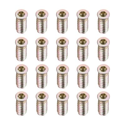 uxcell 20pcs M6 Threaded Insert Nuts Interface Hex Socket 10/13/15/17/20/25mm Wooden Furniture Accessories Screws Carbon Steel