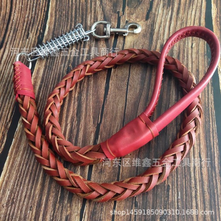 อุปกรณ์สำหรับสัตว์เลี้ยง-เชือกหนังวัว-cowhide-dog-chain-8-strand-buffer-traction-เชือกสุนัขขนาดใหญ่-เดินเชือกสุนัข