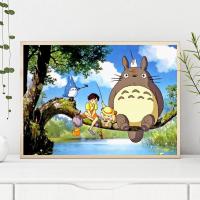 5D DIY เต็มเจาะเพชรจิตรกรรม Totoro ปักครอสติโมเสคชุดงานฝีมือ