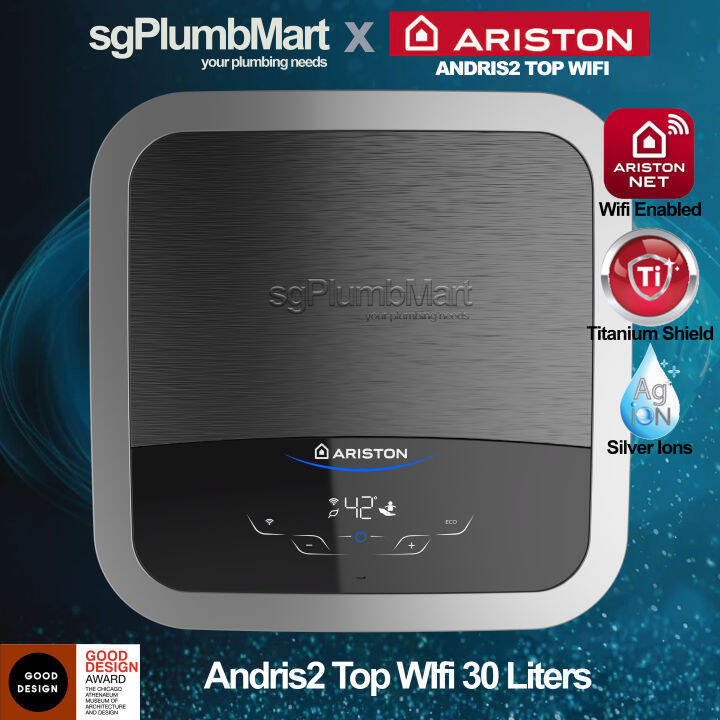 Ariston x sgPlumbMart Andris2 Top 30 Liters WiFi-enabled Storage Water  Heater Ariston TOP 30 Ariston Wifi 30 | Lazada Singapore