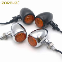 ZORBYZ รถจักรยานยนต์ LED Chrome โลหะสีดำ Bullet ไฟเลี้ยวสำหรับ Harley Honda Custom