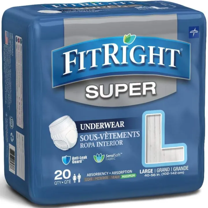 Medline FitRight Super Adult Incontinence Underwear, Maximum Absorbency