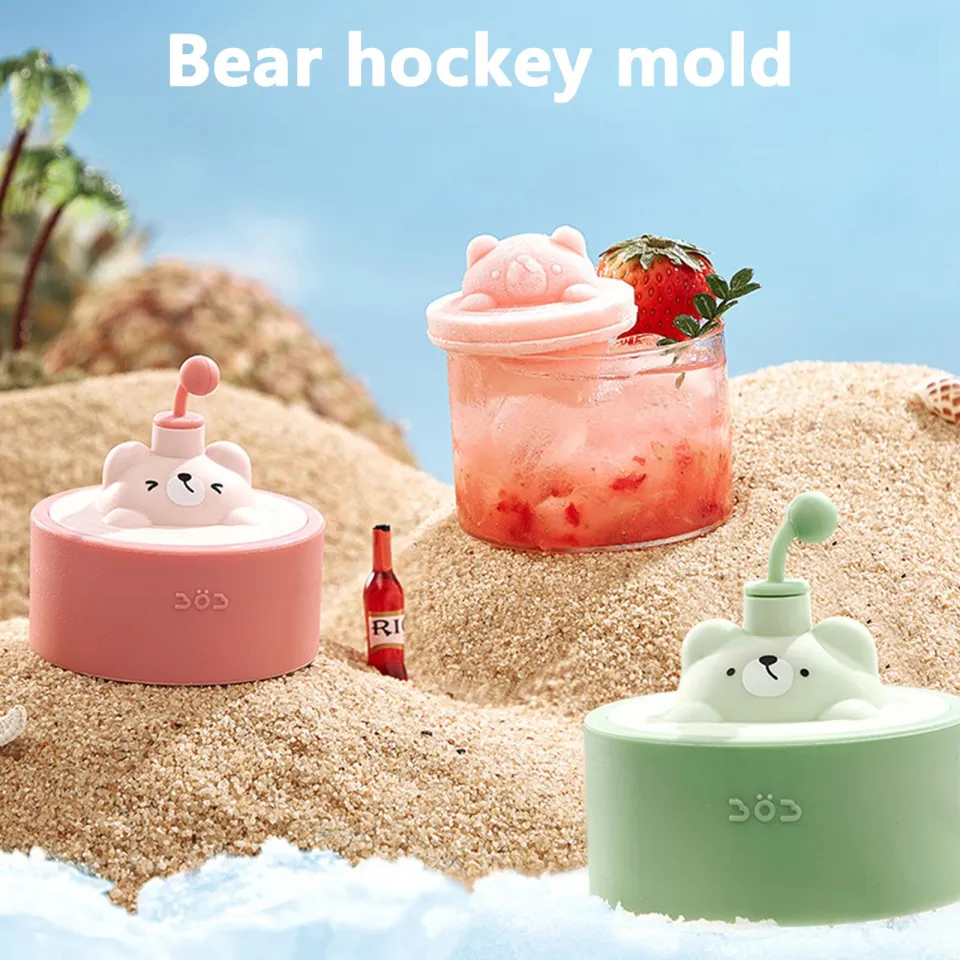 Cute teddy bear ice cube making mold, splash-proof and easy to fall off,  for refrigerator with container cute bear ice cube tray to make frozen