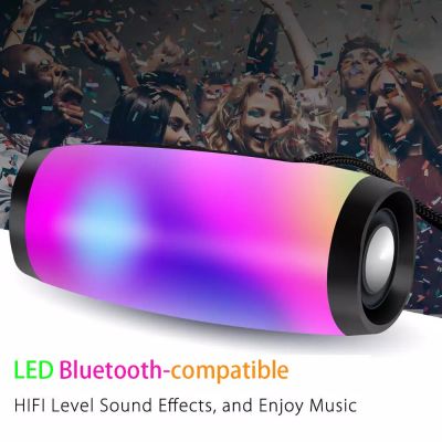 Portable Bluetooth-compatible Speaker Wireless Bass Column Waterproof Outdoor USB Speakers Support AUX TF Subwoofer LED Power Points  Switches Savers