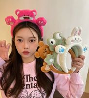 ✑ 2023 new three-dimensional doll face wash special headband for women to apply facial mask super cute cartoon rabbit frog plush