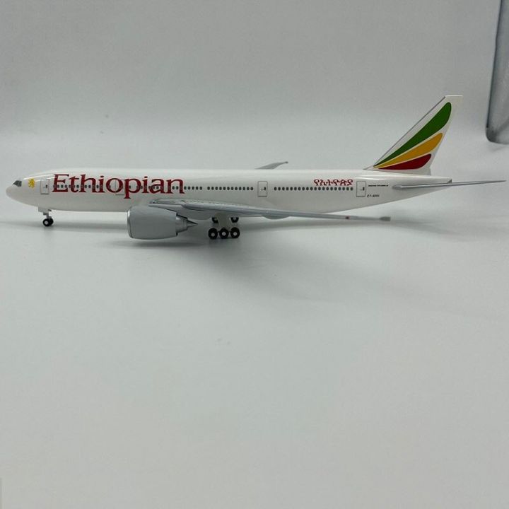 การสะสมโมเดลเครื่องบินจำลองพลาสติกโบอิ้งสายการบินเอธิโอเปียนโบอิ้งในระดับ1-200-et-ann-777-200lr