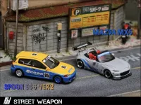 Street Weapon 1:64 Honda Civic EG6 Spoon VER.2 / Mazda MX-5 Rocket Bunny Diecast Model Car