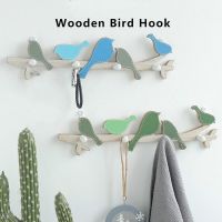 Creative Wooden Bird Coat Hook Wall Mount Shelf Hanging Entrance Coat Rack Home Decorative Holder