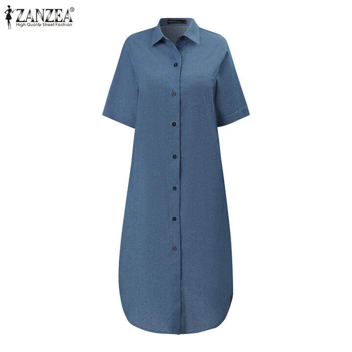 สินค้ามาใหม่-จัดส่งฟรี-fancystyle-zanzea-เสื้อยีนส์แฟชั่นสไตล์เกาหลีของผู้หญิงลำลองติดกระดุมชุดมีปกคอเสื้อ-10