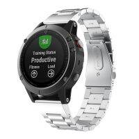 สำหรับ Garmin Fenix 5สแตนเลสแบบสามเม็ดนาฬิกาโลหะที่โฆษณาทำจากซิลิโคนขนาด: 22มม. (ขายเอง)