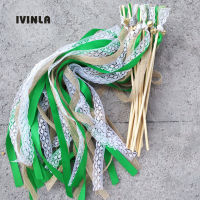 Hot Selling 50pcslot Green jute WeddingWands with white lace for wedding decoration