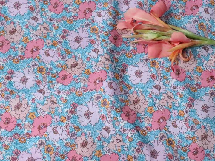 กระเป๋าเงินสำหรับเด็กกระโปรงชุดเดรสตัดเย็บผ้าผ้าพิมพ์ดิจิตอลลิเบอร์ตี้ผ้าฝ้าย100-ลายดอกไม้